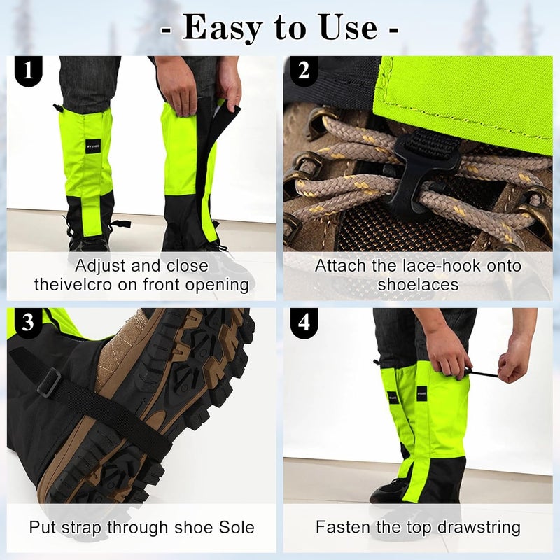 yuuzue Waterproof Adjustable Hiking Gaiters for Men and Women, Snow Boots-Gaiters for Hiking in Hunting Sand Mud Mountain Climbing Snowshoeing - Image 5